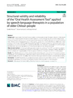 Structural validity and reliability of the “Oral Health Assessment Tool” applied by speech-language therapists in a population of older Chilean people