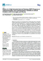      Effects of a High Intensity Interval Training (HIIT) Program on Anthropomorphic and Cardiometabolic Variables in School Children with Overweight and Obesity 