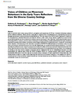 Voices of Children on Movement Behaviours in the Early Years: Reflections from Six Diverse Country Settings