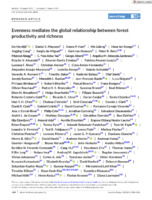 Evenness mediates the global relationship between forest productivity and richness
