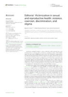 Editorial: Victimization in sexual and reproductive health: violence, coercion, discrimination, and stigma
