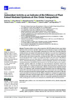 Antioxidant Activity as an Indicator of the Efficiency of Plant Extract-Mediated Synthesis of Zinc Oxide Nanoparticles