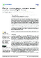 Life Cycle Assessment of Natural Zeolite-Based Warm Mix Asphalt and Reclaimed Asphalt Pavement