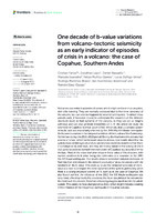 One decade of b-value variations from volcano-tectonic seismicity as an early indicator of episodes of crisis in a volcano: the case of Copahue, Southern Andes