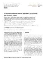 2021 Alaska earthquake: entropy approach to its precursors and aftershock regimes