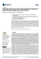 Anisotropic Quark Stars with an Interacting Quark Equation of State within the Complexity Factor Formalism