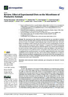 Review: Effect of Experimental Diets on the Microbiome of Productive Animals