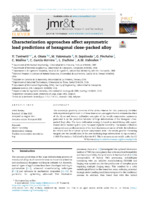 Characterization approaches affect asymmetric load predictions of hexagonal close-packed alloy