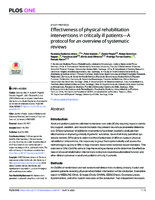 Effectiveness of physical rehabilitation interventions in critically ill patients—A protocol for an overview of systematic reviews
